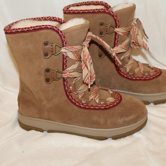 NIB UGG WOMEN'S HIKER HI CLASSIC SUEDE WINTER HIKING SNOW BOOTS CHESTNUT - Picture 2 of 8